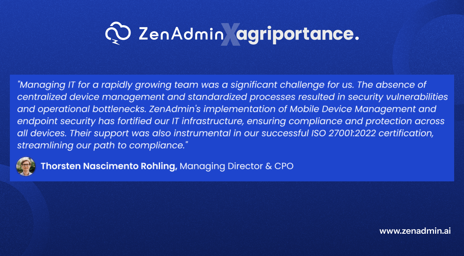 zenadmin and agriportance